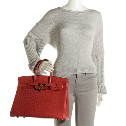 Hermes Ostrich Birkin 35 Rouge Vif 2 of 27