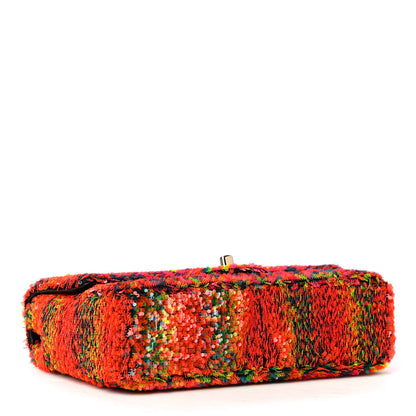 Chanel Sequin Logo Single Flap Orange Turquoise Pink 3 of 5