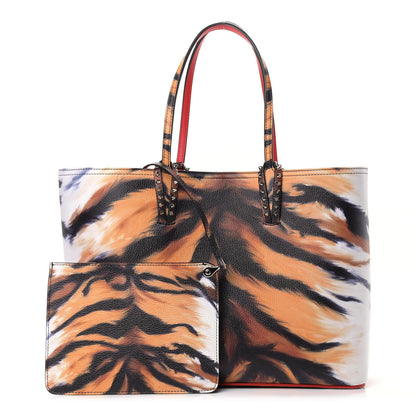 Christian Louboutin Calfskin Bengal Print Spikes East West Cabata Tote 1 of 10
