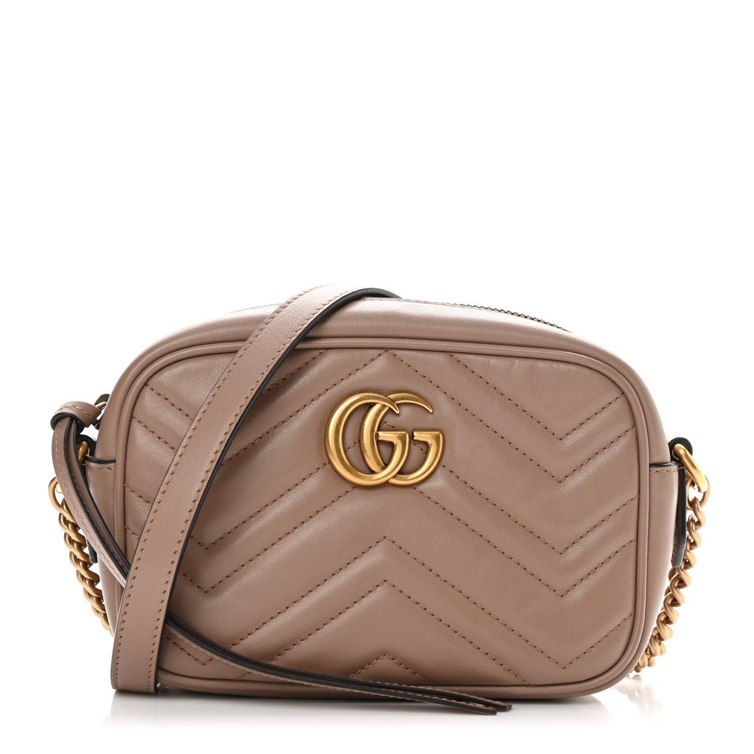 Gucci Calfskin Matelasse Mini GG Marmont Chain Shoulder Bag Porcelain Rose 1 of 10