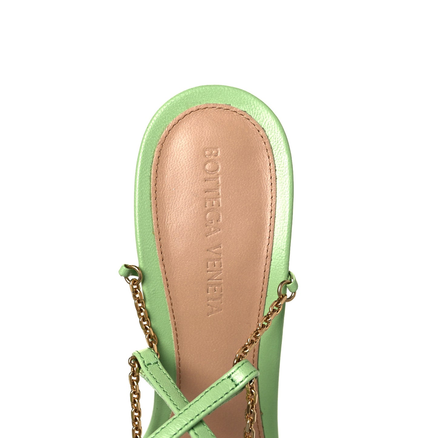 Lambskin Stretch Chain Strap 90mm Sandals 39 Pistachio