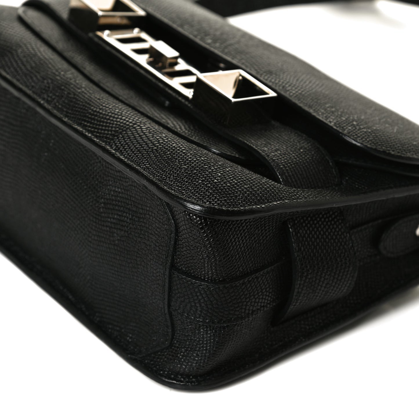 Calfskin Lizard Embossed Mini PS11 Classic Shoulder Bag Black