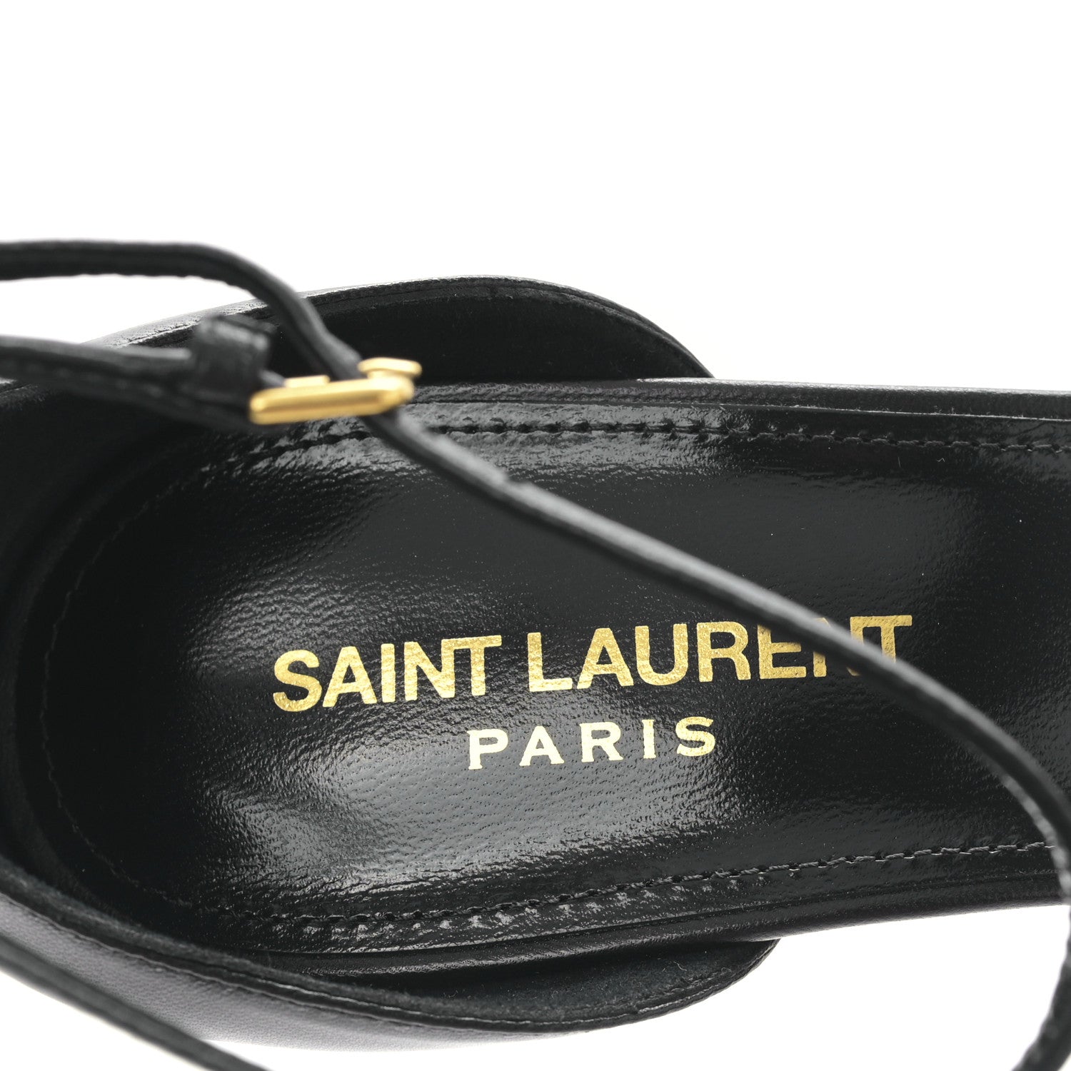 Saint Laurent Calfskin Amber 105 Ankle Strap Sandals 41 Black 7 of 8