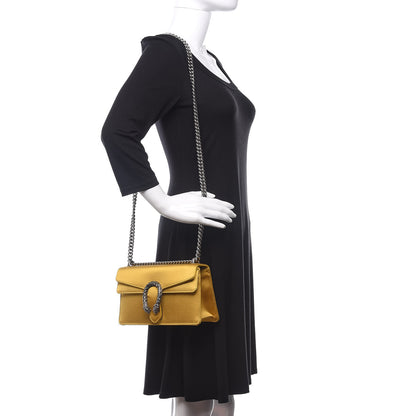 Gucci Satin Silk Crystal Small Dionysus Shoulder Bag Gold Black Diamond 2 of 10
