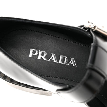 Prada Spazzolato Mary Jane T Strap 40mm Loafers 38 Black 8 of 10