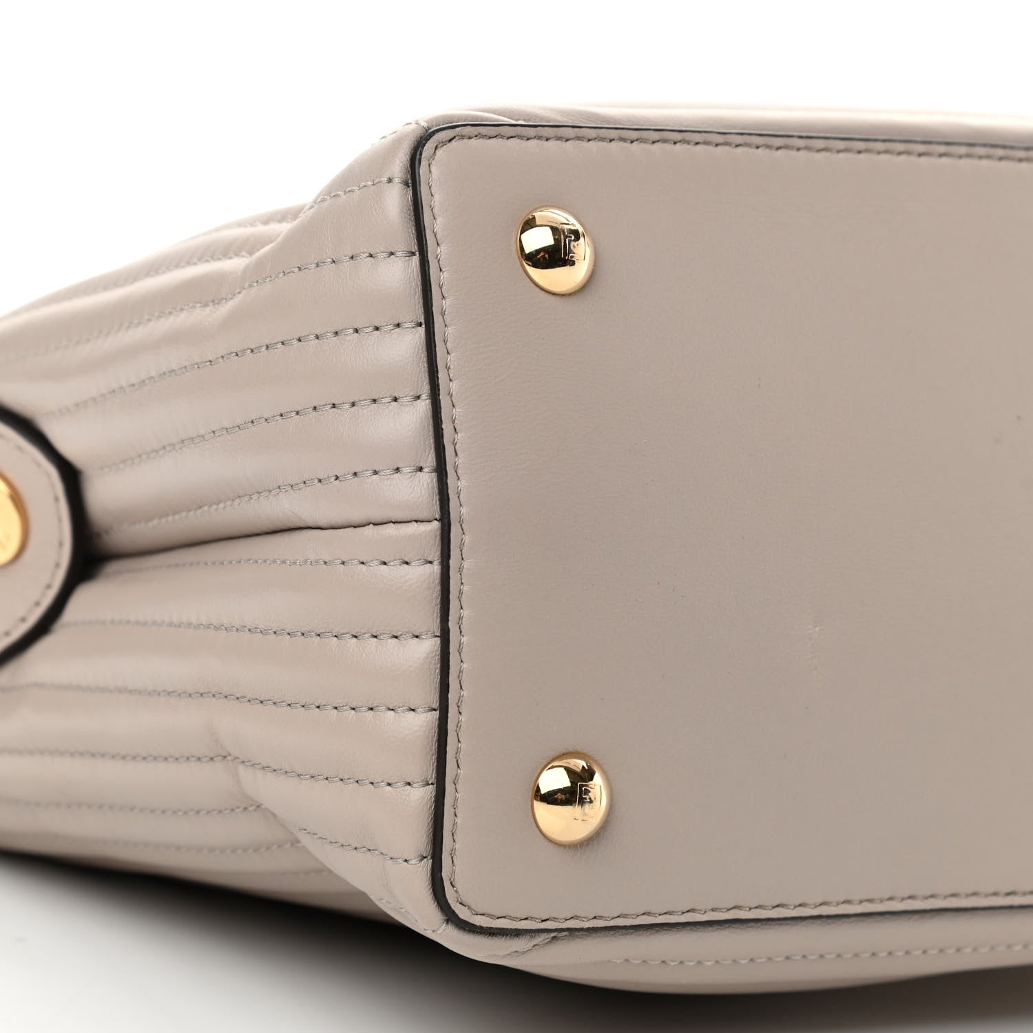 Fendi Shiny Nappa Trapuntata Chain Small DotCom Click Chain Satchel Grigio Polvere 9 of 10