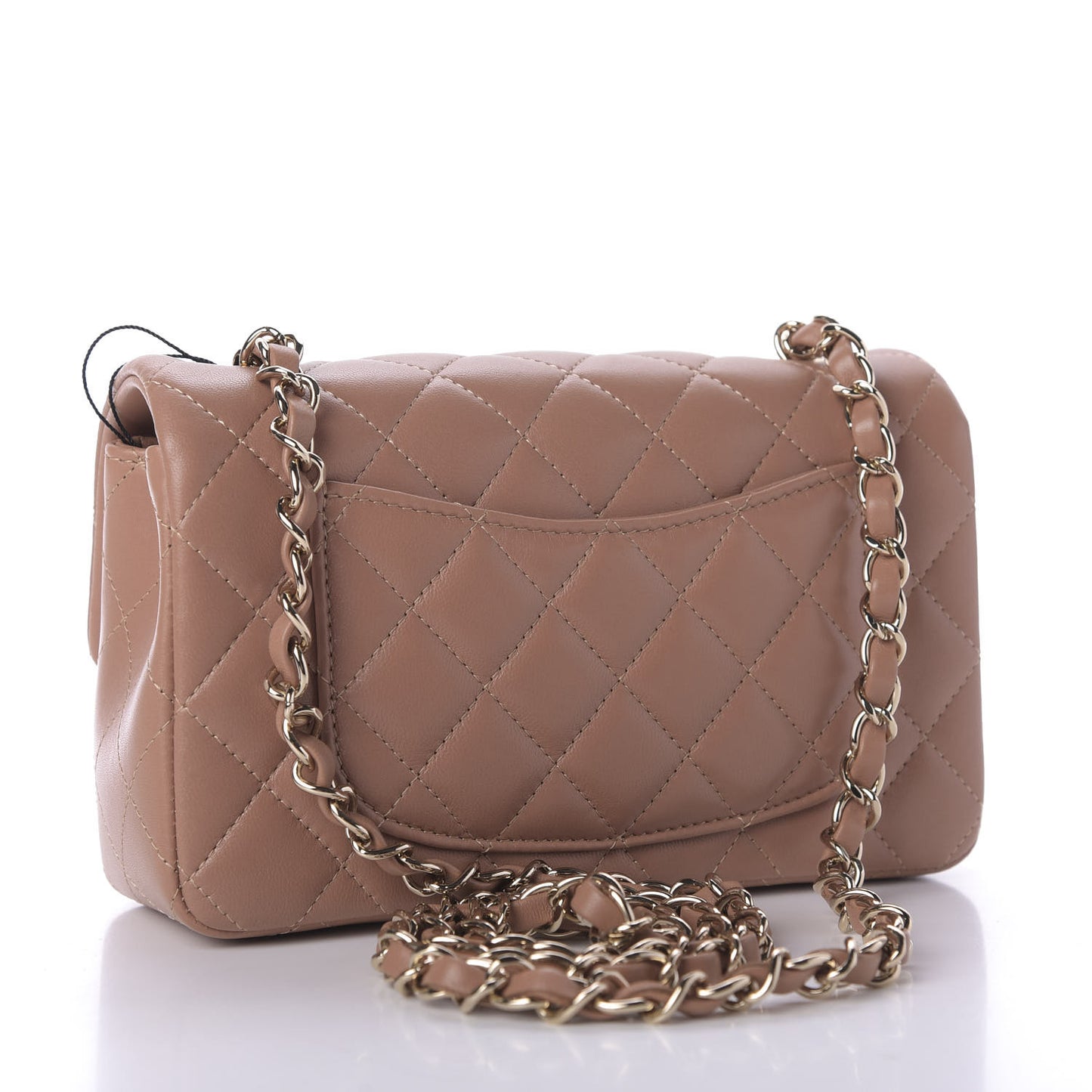 Lambskin Quilted Mini Rectangular Flap Brown