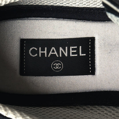 Chanel Calfskin Mesh Suede Mens CC Sneakers 43 Black White 7 of 8