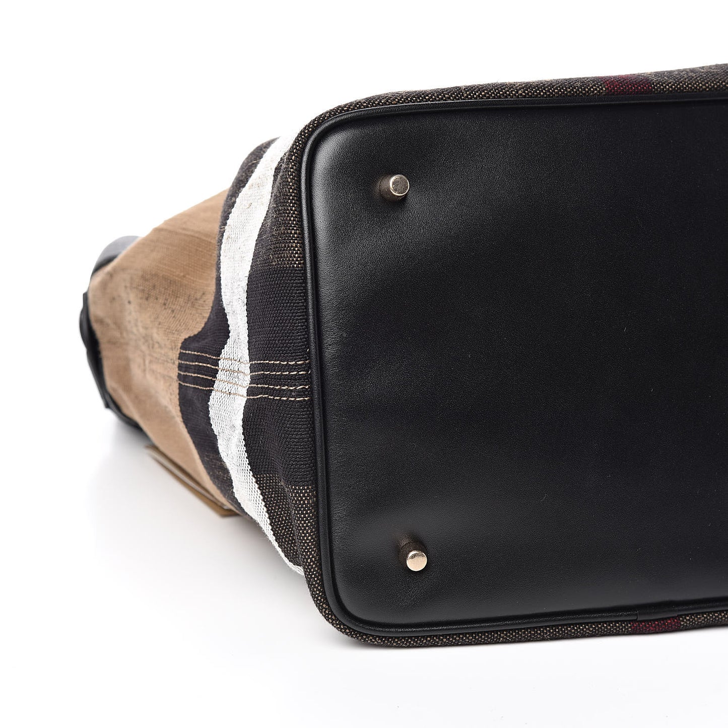 Grainy Calfskin Canvas Mega Check Medium Ashby Tassel Hobo Black