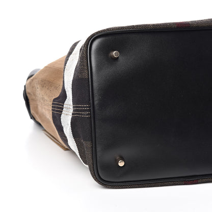 Burberry Grainy Calfskin Canvas Mega Check Medium Ashby Tassel Hobo Black 8 of 10