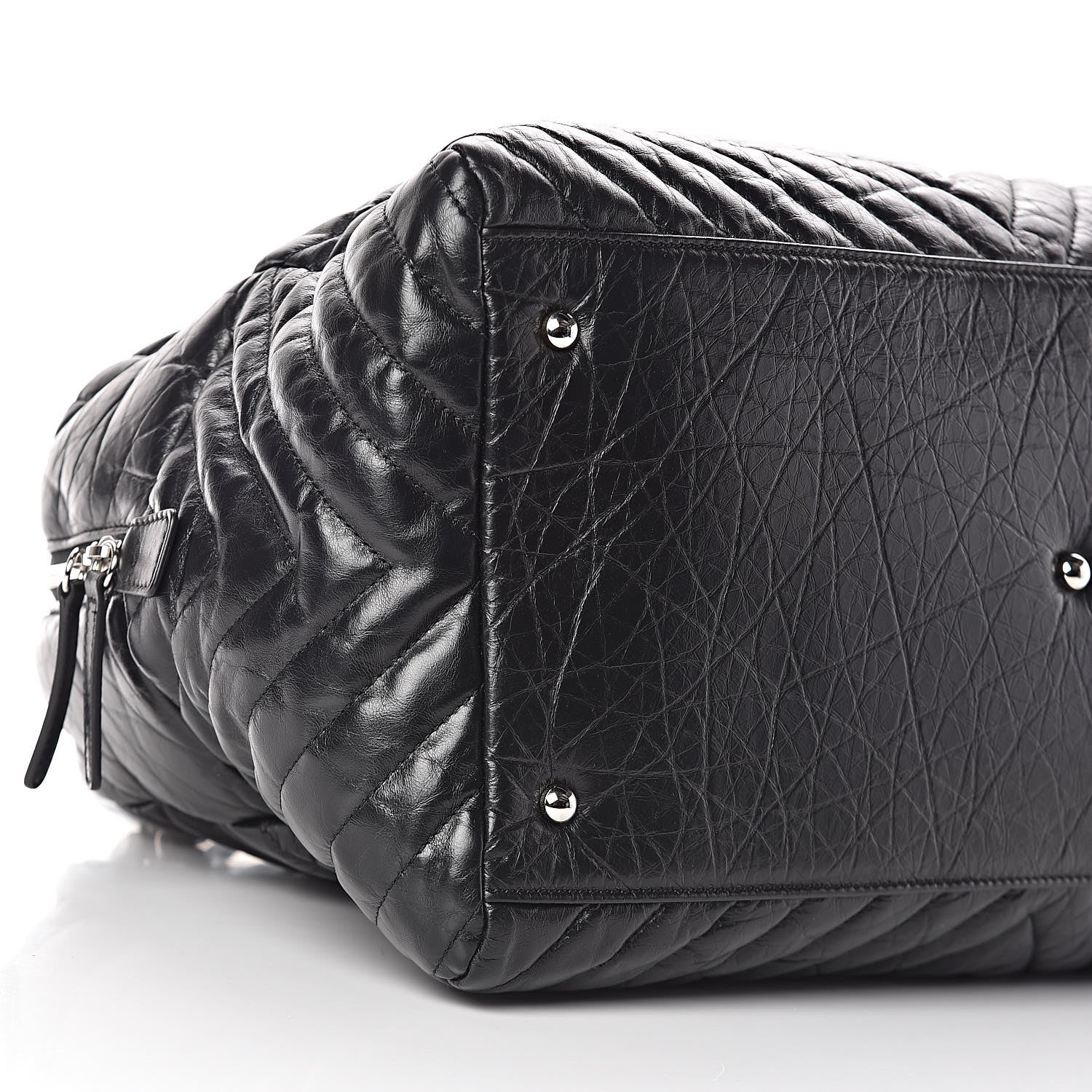 Chanel Aged Calfskin Chevron Large Soft Bowling Bag Black 5 of 10