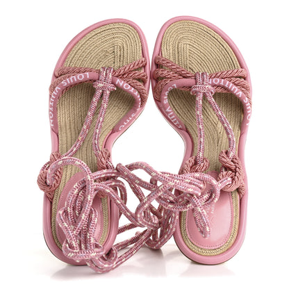Louis Vuitton Fabric Maia Rope Wedge Sandal 41 Rose Clair 7 of 9