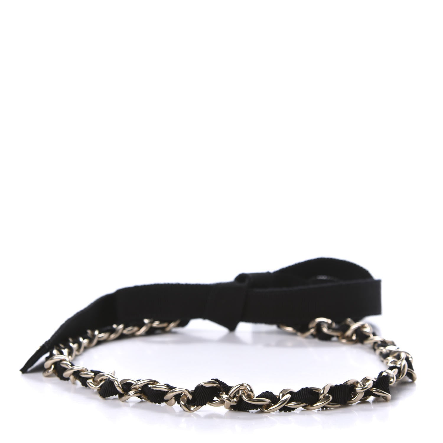 Chanel Grosgrain Chain CC Bow Belt S Black Gold 2 of 4