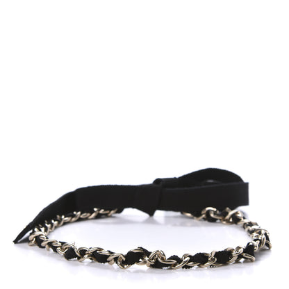 Chanel Grosgrain Chain CC Bow Belt S Black Gold 2 of 4