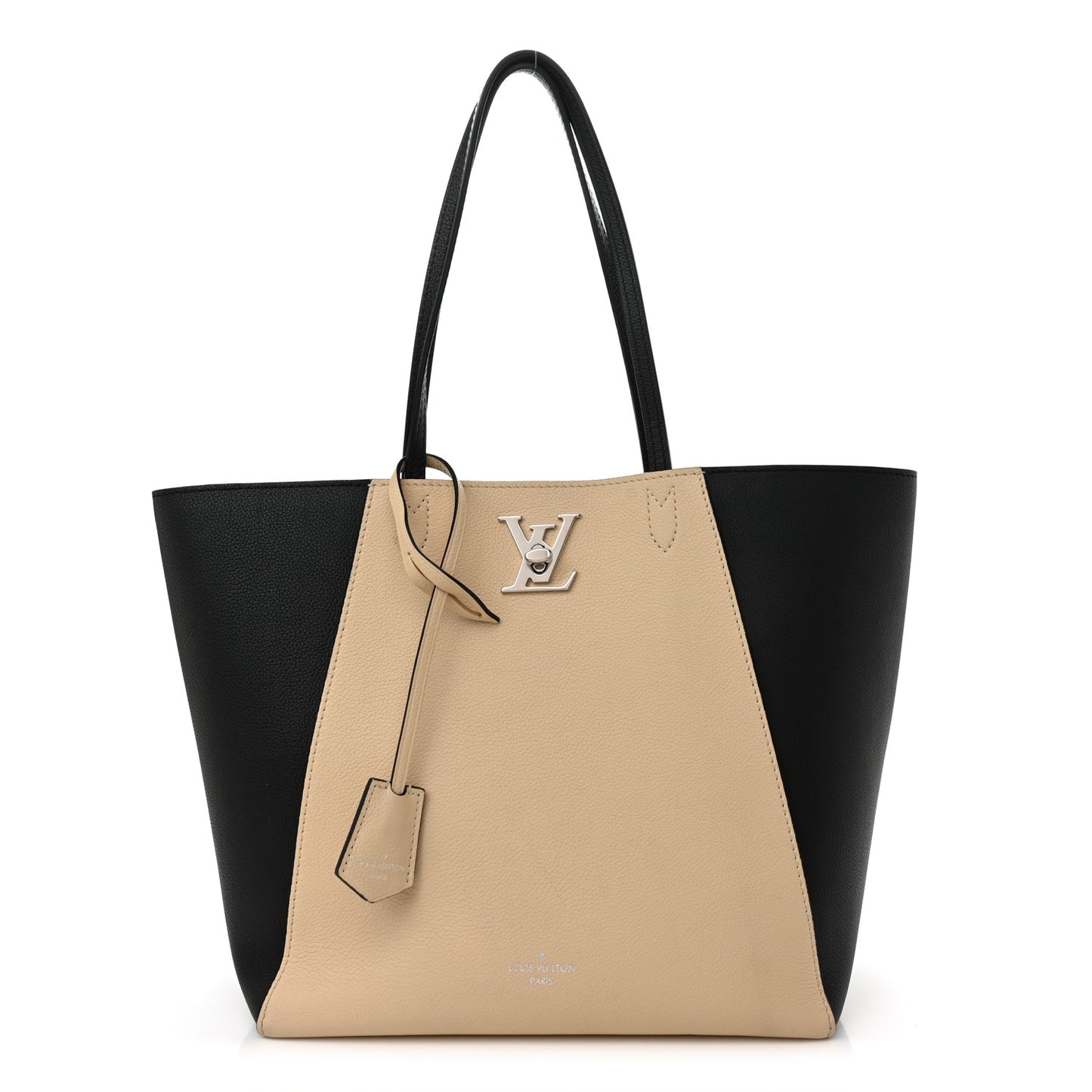 Calfskin Lockme Go Tote Black Vanilla