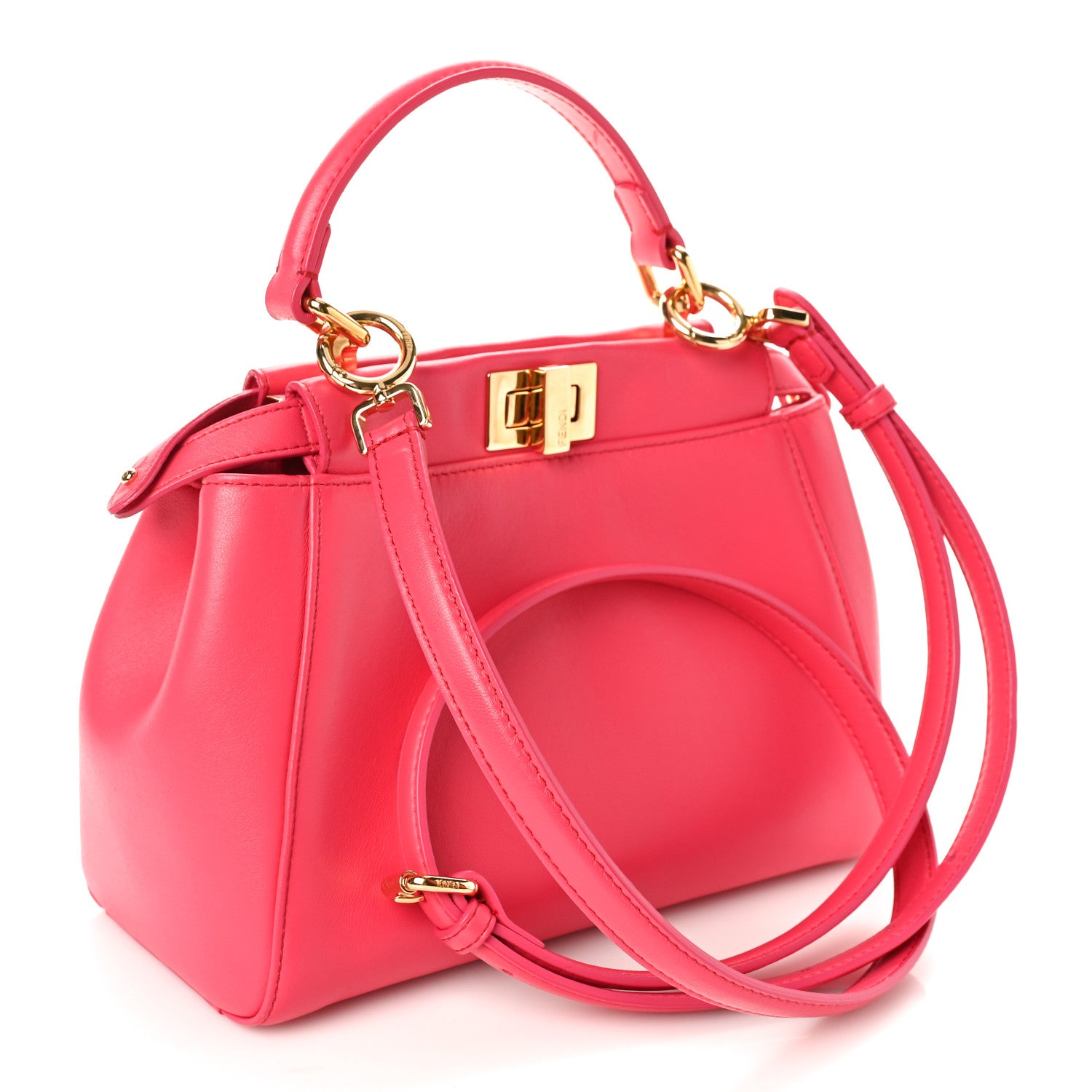Fendi Nappa Stacked Bar Mini Peekaboo Iconic Satchel Lampone 3 of 9