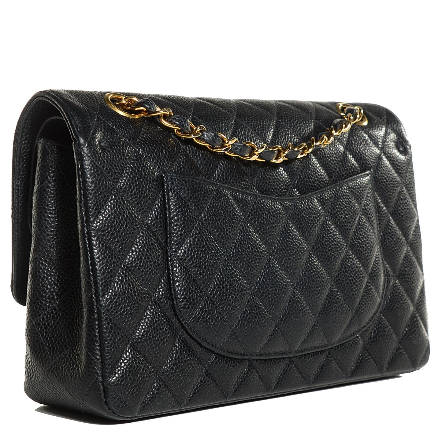 Caviar Quilted Medium Double Flap Black