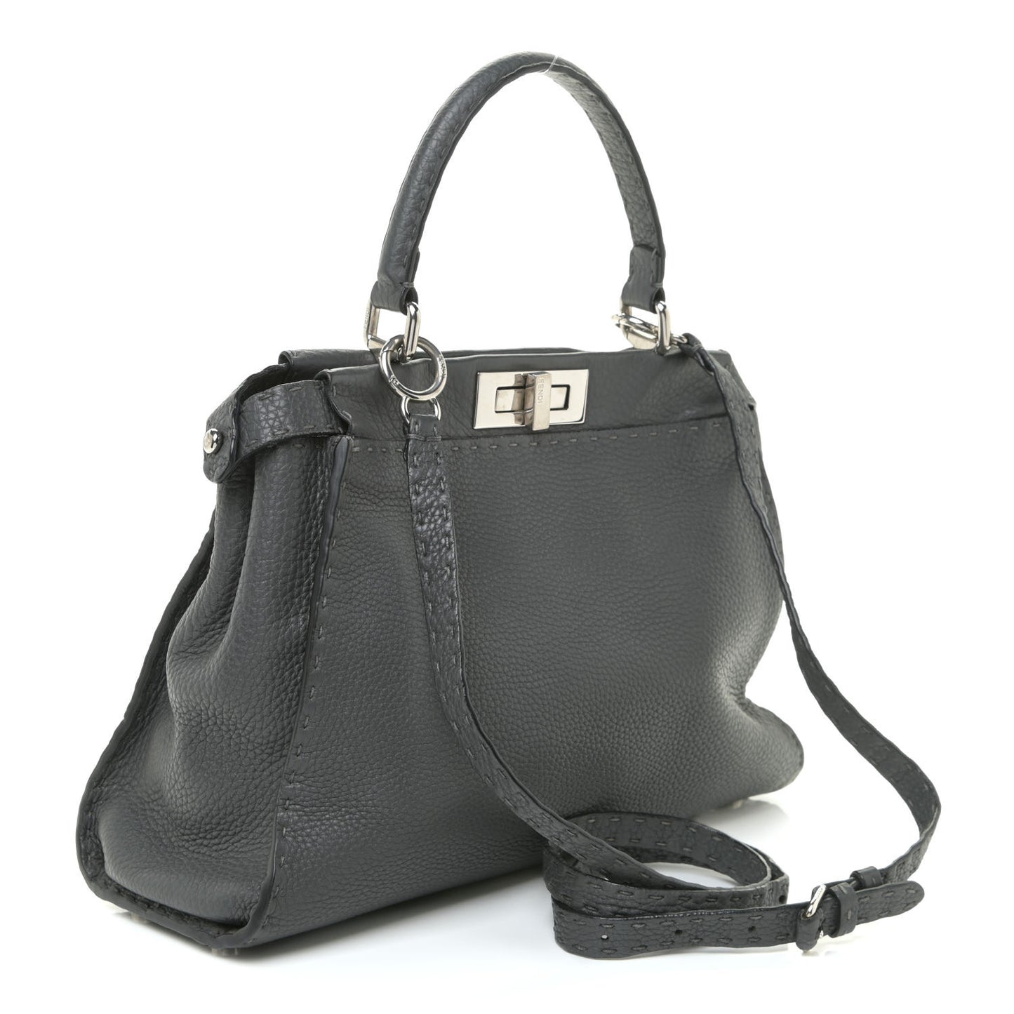 Cuoio Romano Selleria Bi-Color Medium Peekaboo Iconic Satchel Asfalto Latte