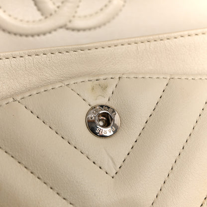 Chanel Calfskin Chevron Quilted Small Double Flap White 11 of 13