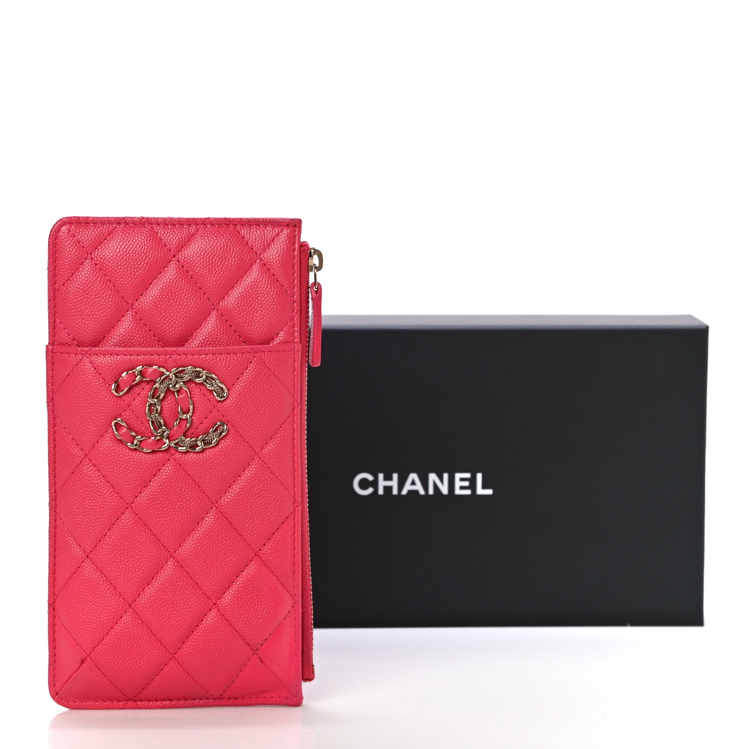 Chanel Caviar Quilted French New Wave Flat Wallet Pouch Pink 11 of 11