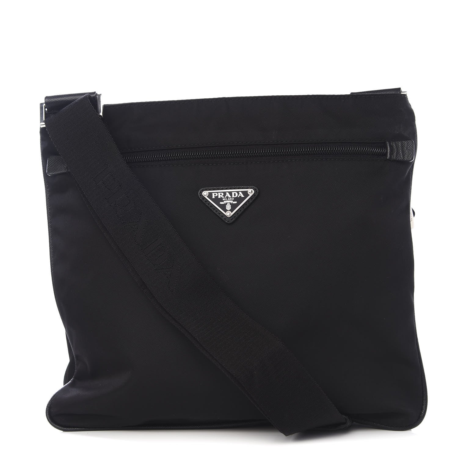 Prada Nylon Vela Flat Messenger Bag Black 1 of 8