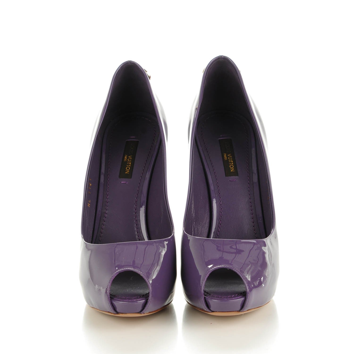 Louis Vuitton Patent Calfskin Oh Really Peep Toe Pumps 37 Violet 2 of 8