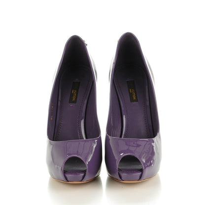 Louis Vuitton Patent Calfskin Oh Really Peep Toe Pumps 37 Violet 2 of 8