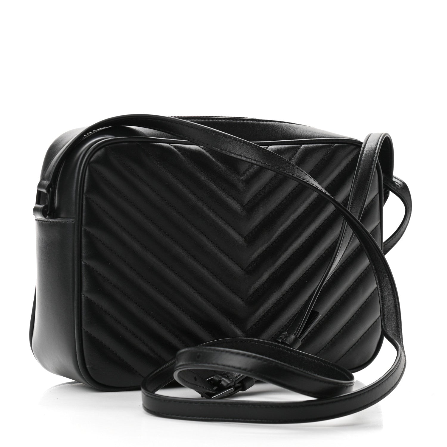 Saint Laurent Calfskin Matelasse Monogram Lou Camera Bag Black 3 of 9