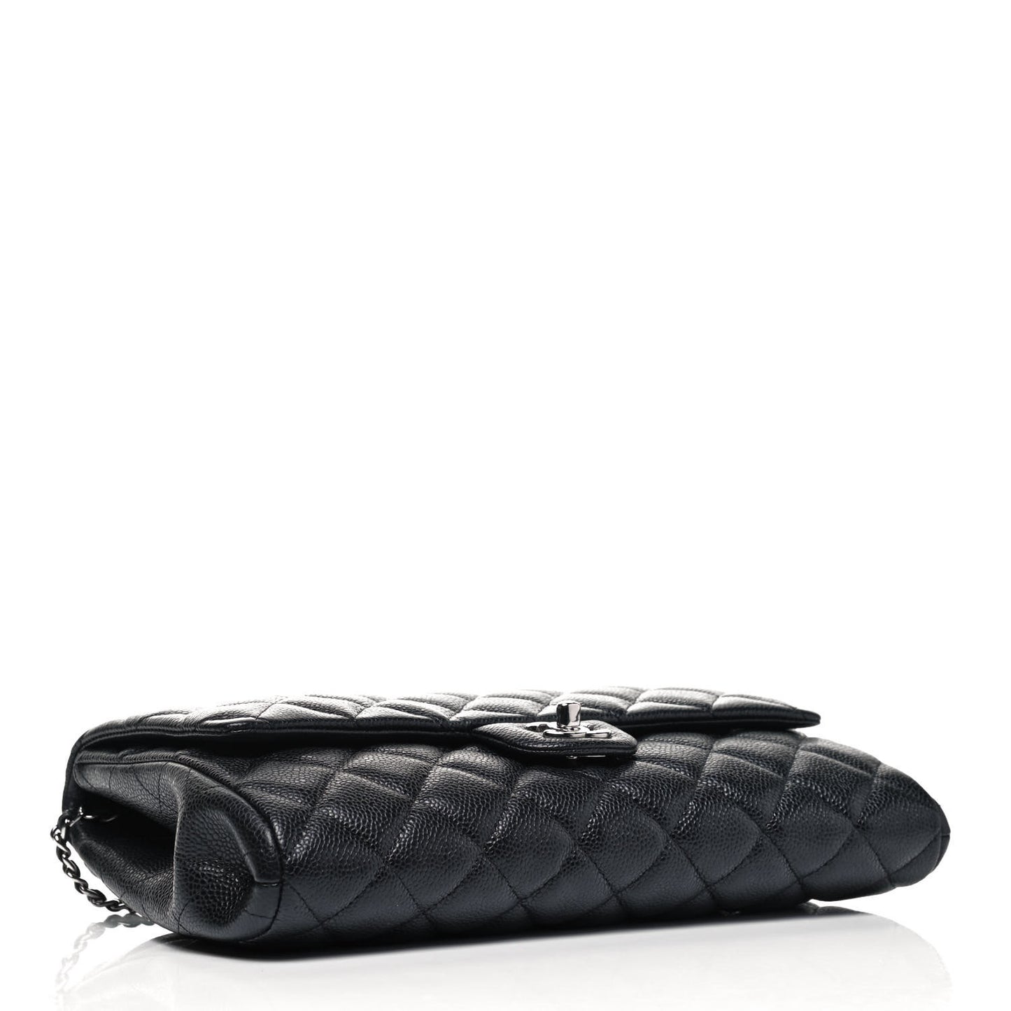 Caviar Quilted Clutch With Chain Flap Black