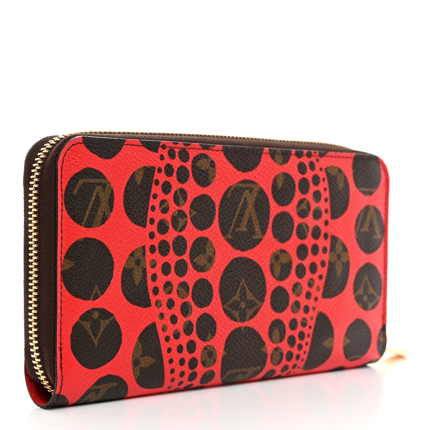 Louis Vuitton Monogram Kusama Pumpkin Dots Zippy Wallet Red 3 of 8