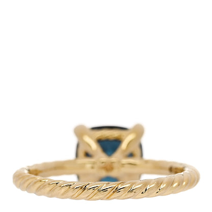 David Yurman 18K Yellow Gold Diamond Blue Topaz 7mm Chatelaine Ring 47 4 4 of 6