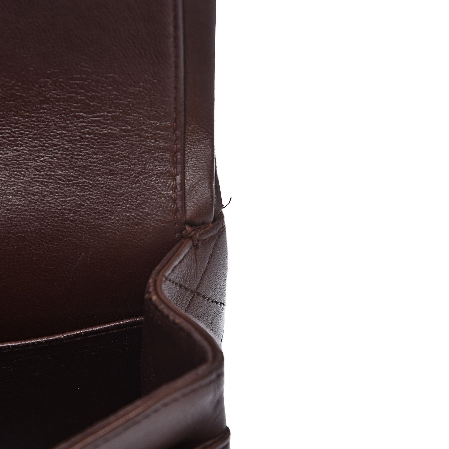 Lambskin Quilted Medium Double Flap Brown