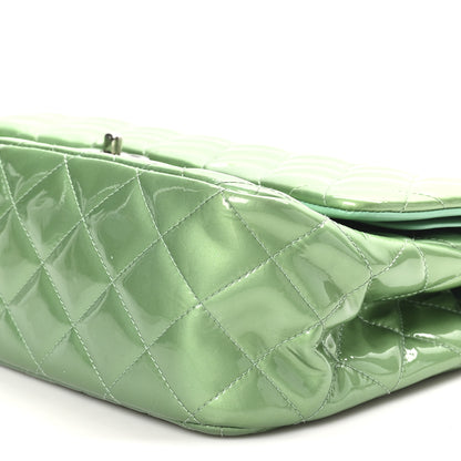 Chanel Patent Calfskin Quilted Jumbo Double Flap Green 10 of 11