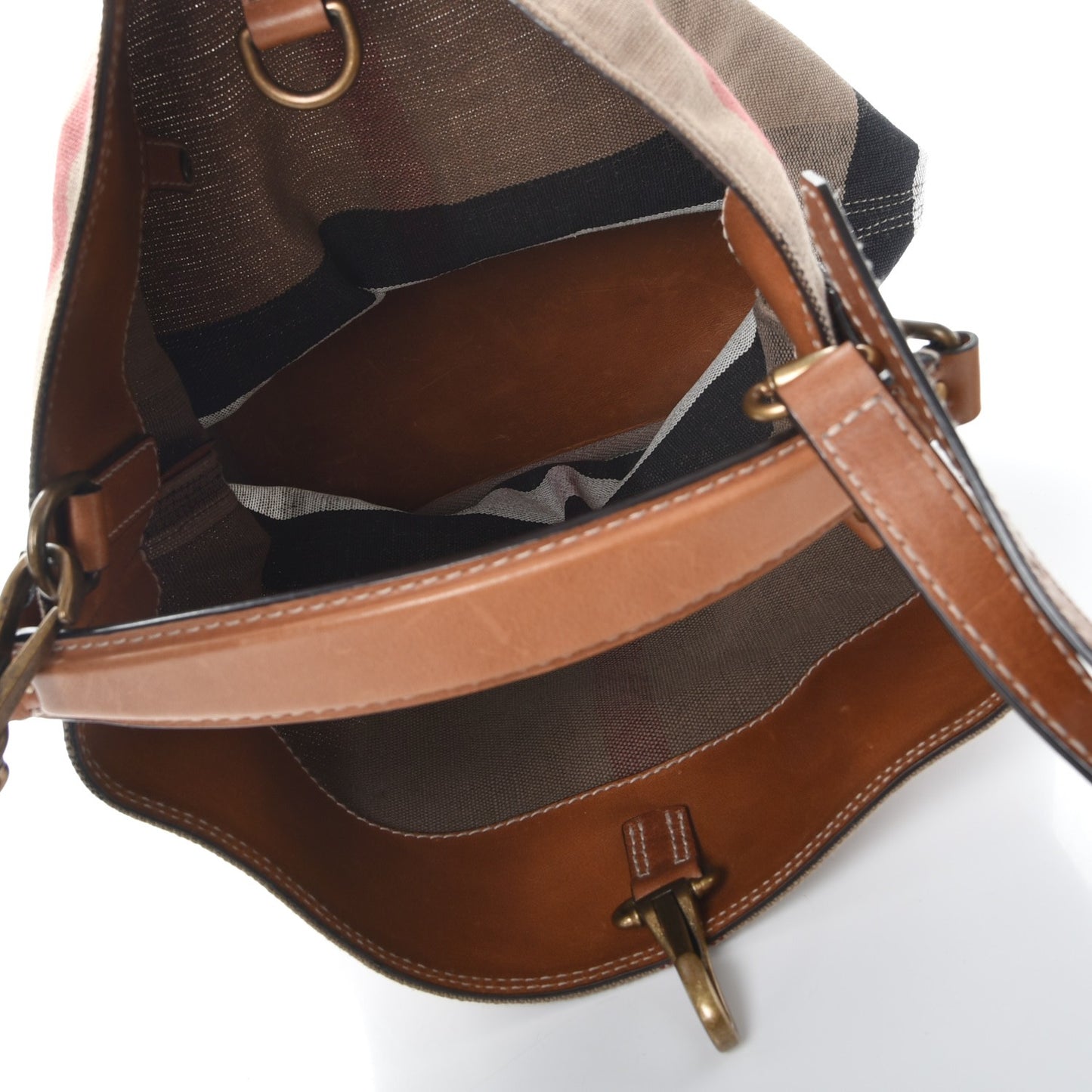 Canvas Mega Check Medium Ashby Hobo Saddle Brown