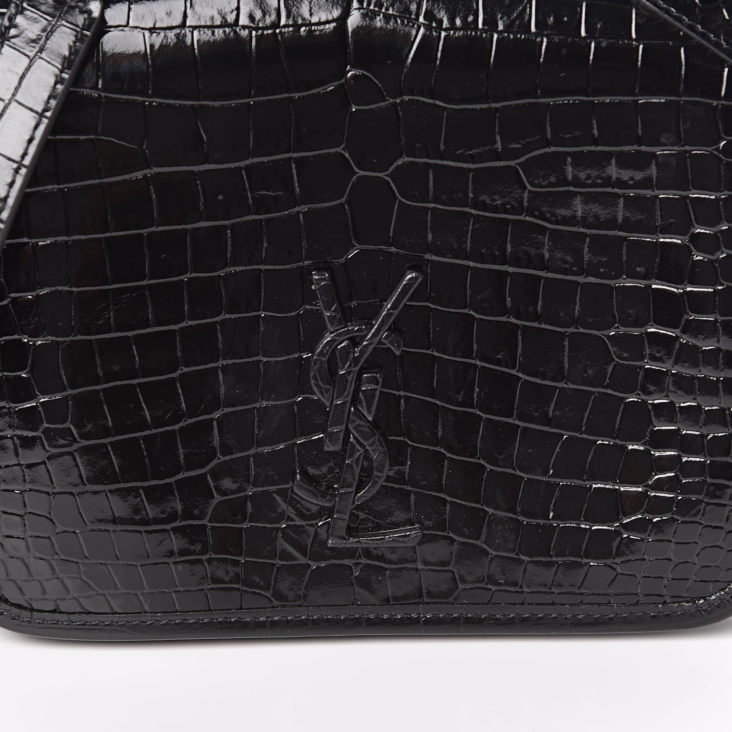 Saint Laurent Crocodile Embossed Lambskin Matelasse Monogram Niki Chain Wallet Black 10 of 10