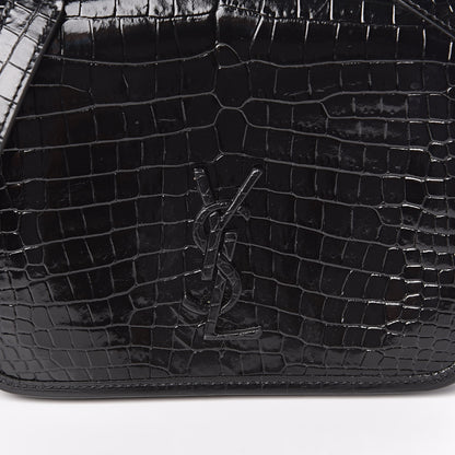 Saint Laurent Crocodile Embossed Lambskin Matelasse Monogram Niki Chain Wallet Black 10 of 10