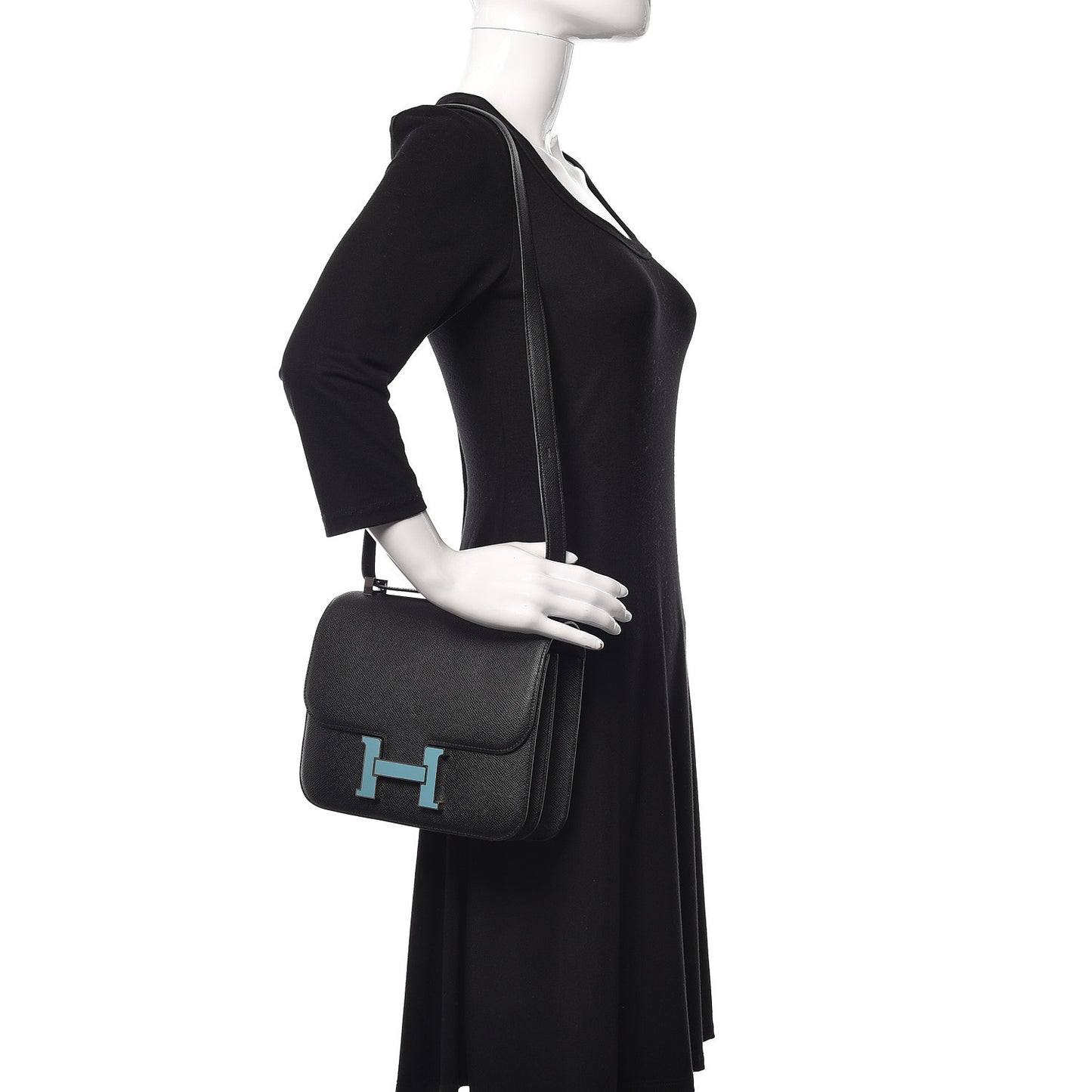 Epsom Enamel Constance 24 Black Bleu Saint Cyr