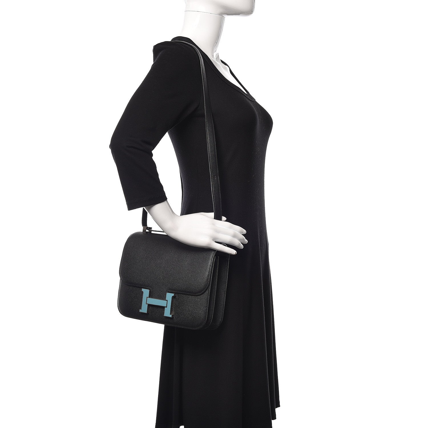 Hermes Epsom Enamel Constance 24 Black Bleu Saint Cyr 2 of 27