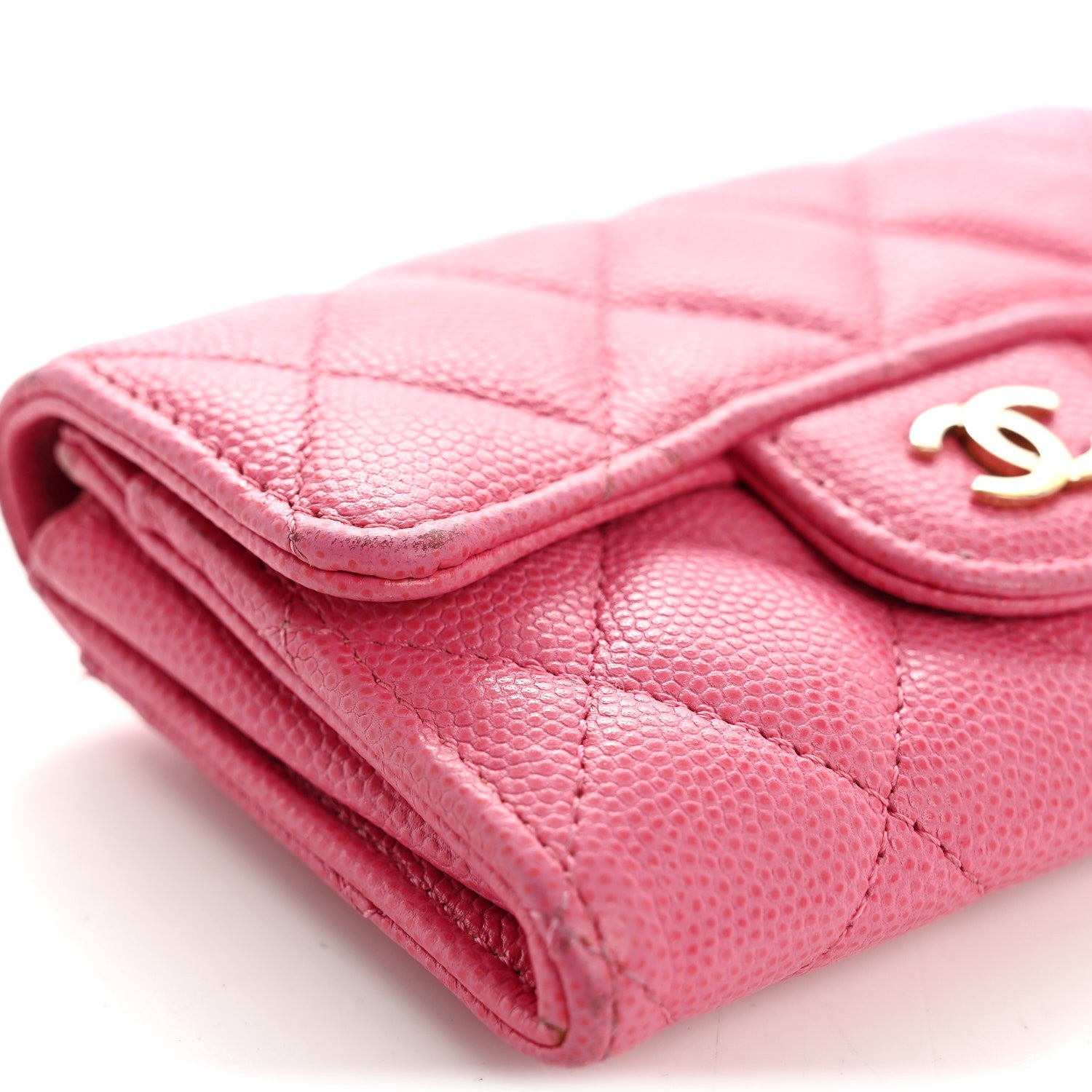 Chanel Caviar Quilted Flap Card Holder Wallet Pink 10 of 12