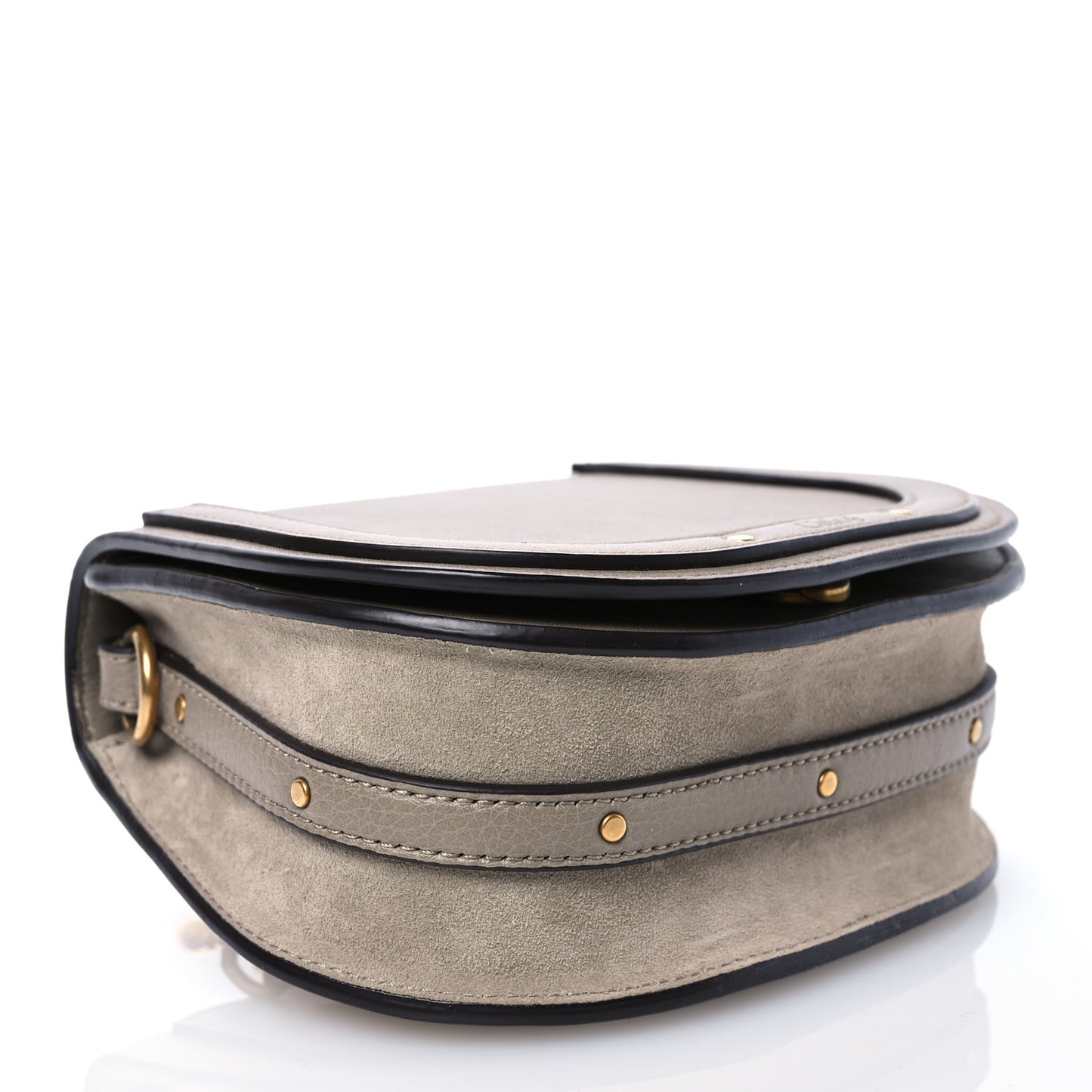 Calfskin Suede Small Nile Bracelet Bag Motty Grey