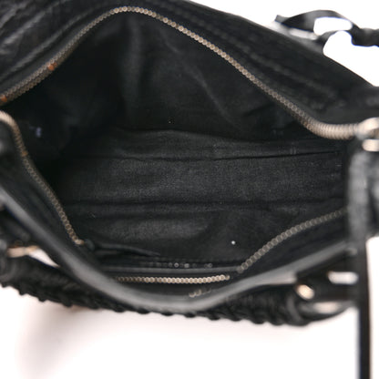 Balenciaga Agneau Classic Silver Hardware Mini City Logo Strap Black White 5 of 10