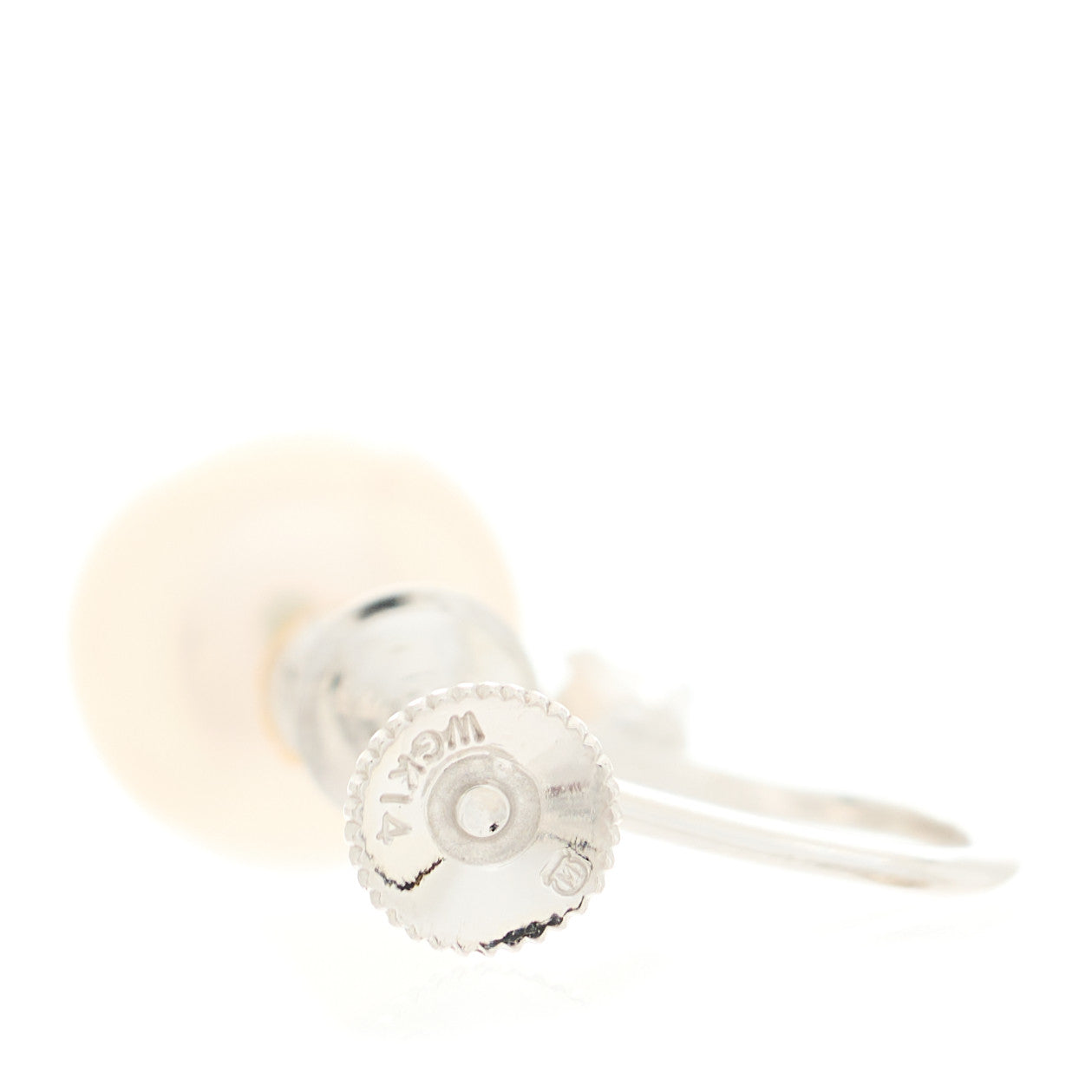14K White Gold Diamond Akoya Pearl 7.5mm Screw Back Earrings