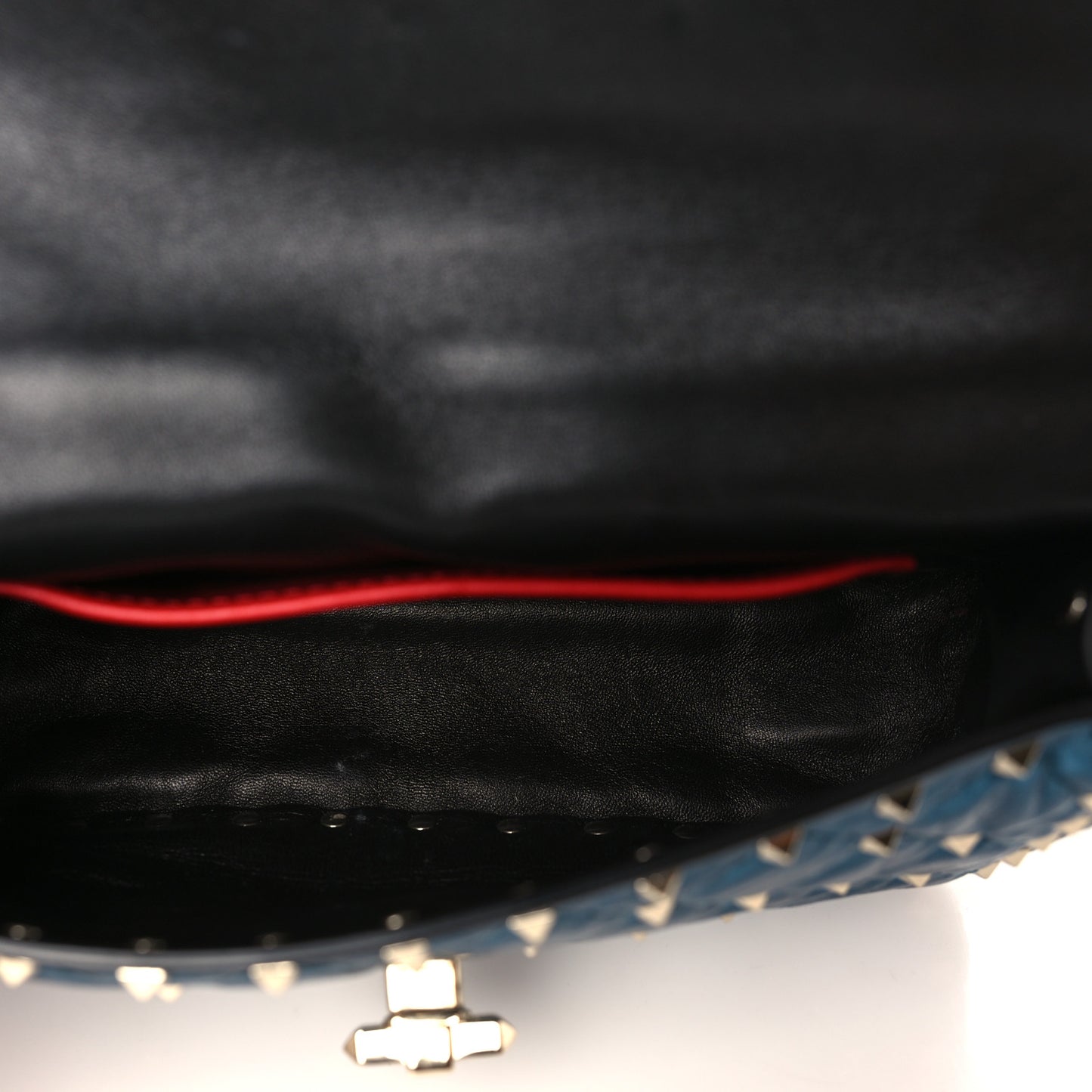 Metallic Wrinkled Lambskin Small Rockstud Spike Shoulder Bag Peacock