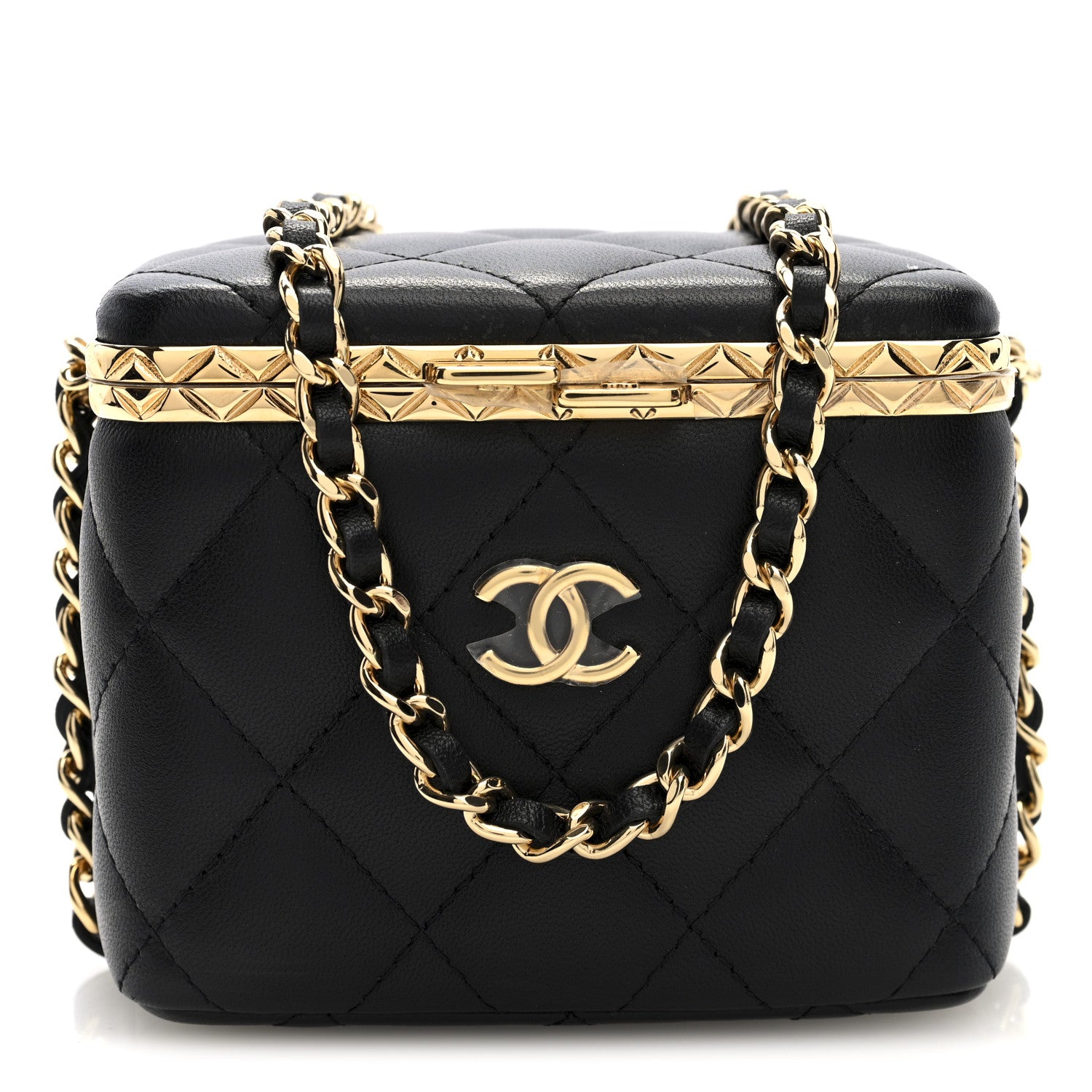 Chanel Metal Lambskin Quilted Small Vanity With Chain Black 1 of 11