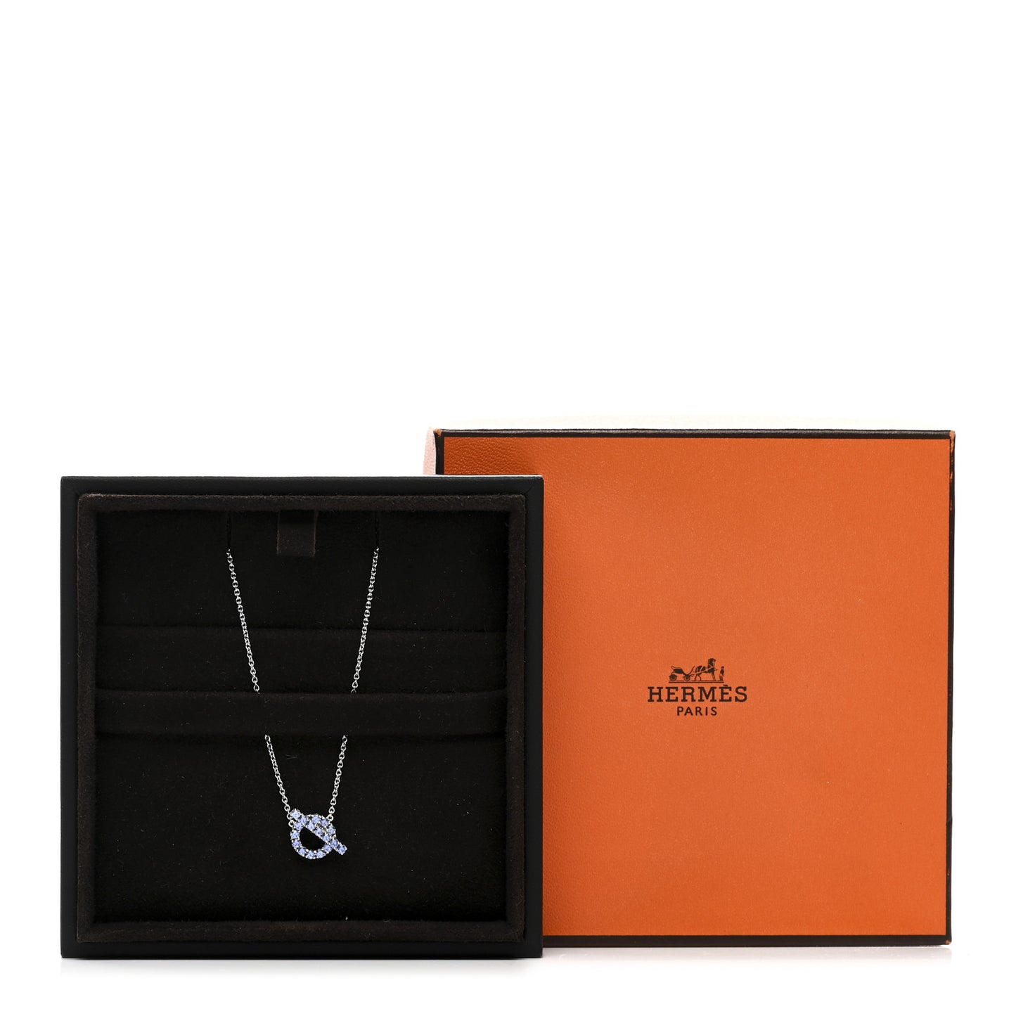 18K White Gold Blue Sapphire Finesse Pendant Necklace