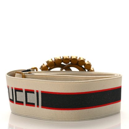Gucci Jacquard Crystal Stripe Double G Belt 80 32 White 2 of 3