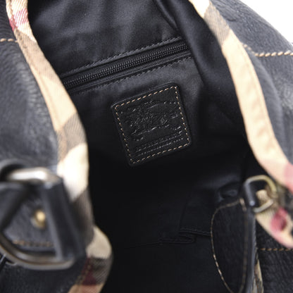 Burberry Calfskin Nova Check Trim Hobo Black 7 of 8