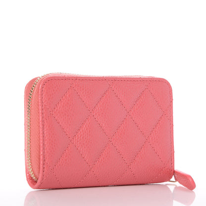 Chanel Caviar Quilted Zip Coin Purse Pink 3 of 8