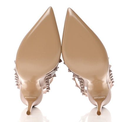 Valentino Garavani Calfskin Lacquered Monochrome Rockstud Ankle Strap 100mm Pumps 36 Poudre 5 of 9