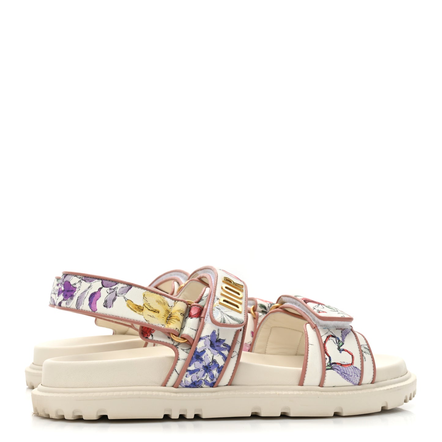 Technical Fabric Petites Fleurs Print Dioract Sandals 40 White Multicolor
